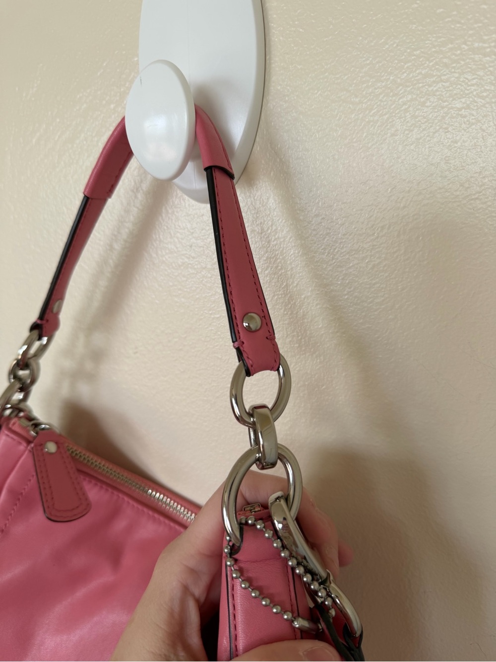 COACH Kristin Vintage Pink Leather Shoulder Crossbody Hobo Bag Purse F22308 - Picture 11 of 16
